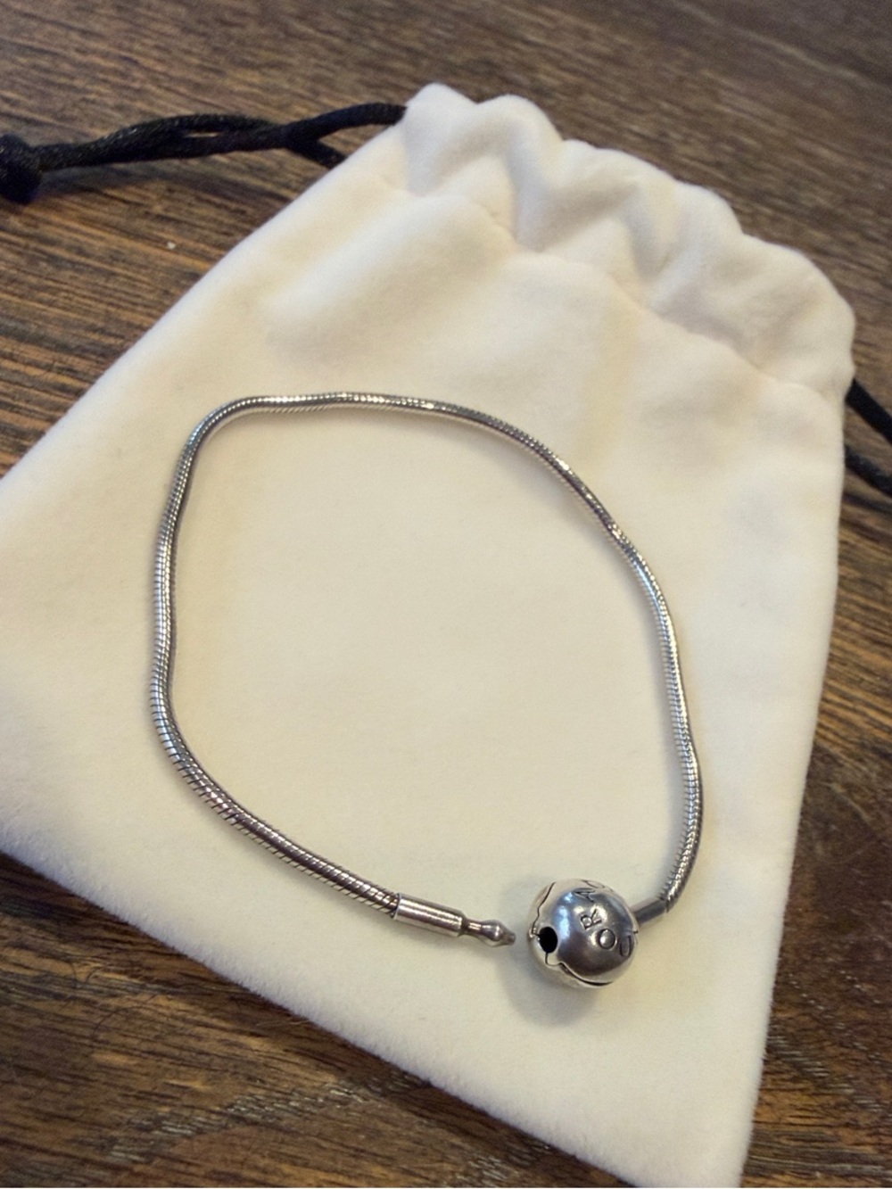 Pandora Silver Snake Chain Bracelet with Polished Bead